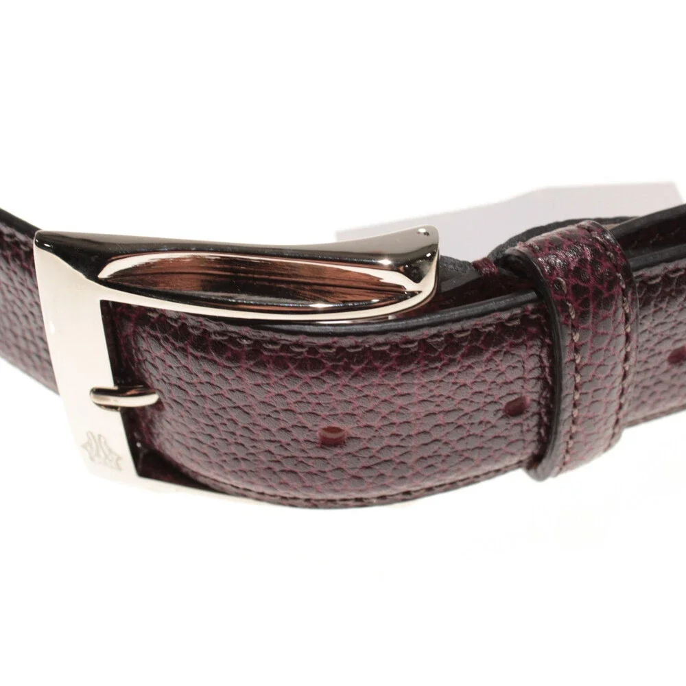 Di Bianco NWT Cut to Size Dress Belt In Dark Red Pebbled Leather One Size